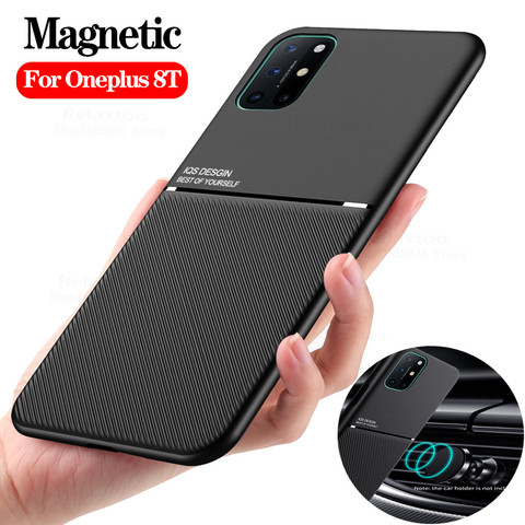 Funda a prueba de golpes para Oneplus 8T, carcasa de silicona para One Plus 8 8t pro, soporte magnético coche, mate, a prueba de golpes ► Foto 1/6