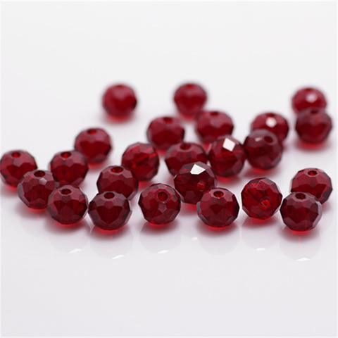 Isywaka-Cuentas de vidrio de cristal espaciador suelto, abalorios redondos para fabricación de joyas, color rojo oscuro, 4x6mm, 50 Uds. ► Foto 1/1