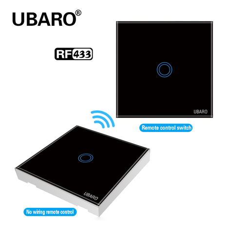 UBARO-Interruptor de Control inalámbrico táctil, Panel de cristal negro, lámpara de luz de pared, interruptores de Control RF 433, 100-240V ► Foto 1/6