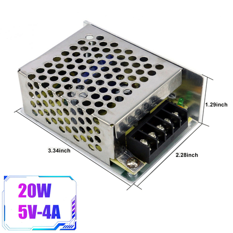 S-20-5 DC 5V 4A 20W fuente de alimentación conmutada transformador de iluminación para tira de luz LED interruptor adaptador de corriente controlador ► Foto 1/6