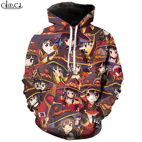 Chica de Anime clásico Megumin Konosuba Cosplay sudaderas con capucha 3D estampado hombres mujeres otoño Jogging ropa deportiva Casual Streetwear T461 ► Foto 1/6