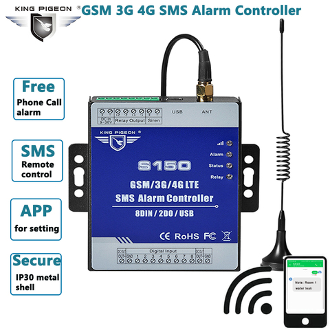 Alarma GSM 3G 4G móvil RTU SMS interruptor de relé Industrial IoT sistema de monitoreo remoto incorporado watchdog 8DIN 2DO S150 ► Foto 1/6