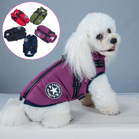 Chaleco con arnés para mascota ropa de cachorro chaqueta para perro impermeable ropa cálida para mascotas de invierno para perros pequeños Shih Tzu Chihuahua Pug abrigo ► Foto 1/6