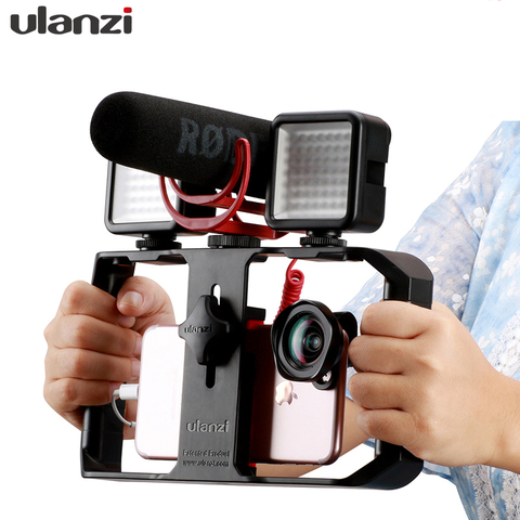 Ulanzi U Rig Pro Handle Rig Zapata, Triple montaje estabilizador de vídeo Vlog Grip para iPhone, película móvil para micrófono ► Foto 1/6