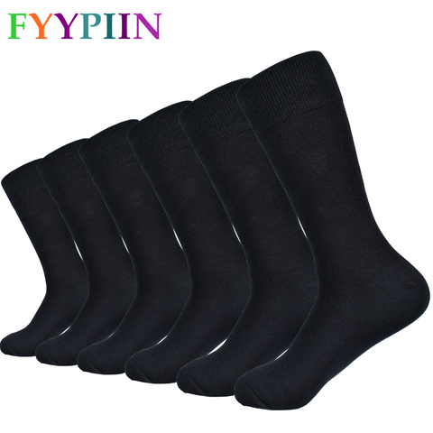 Calcetines negros Calcetines de algodón peinado de color sólido para hombres Calcetines formales casuales de otoño e invierno de alta calidad para hombres ► Foto 1/6