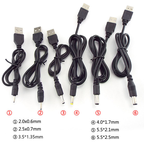 USB a DC * 3,5*1,35mm 2,0*0,6mm 2,5*0,7mm 4,0*1,7mm 5,5*2,1mm 5,5*2,5mm DC 5V Jack Cable de extensión de alimentación conector ► Foto 1/6