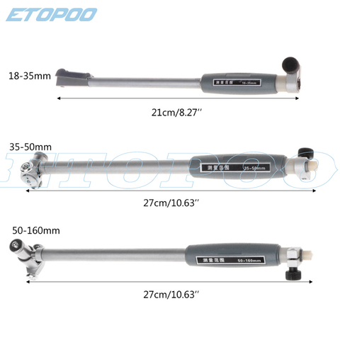 Barra de medición de calibre de 10-18mm, 18-35mm, 35-50mm, 50-160mm de diámetro interior + Accesorios de sonda, indicador de 10mm a elegir ► Foto 1/6