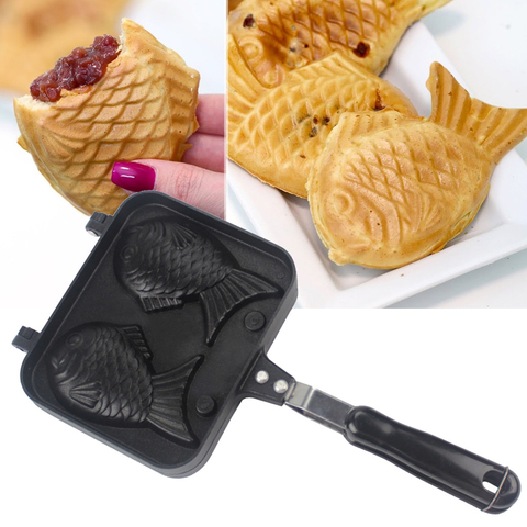 Moldes para hacer gofres en forma de pez Taiyaki, utensilio de cocina para hornear pasteles, utensilios de cocina para Postres, 2 unidades ► Foto 1/6