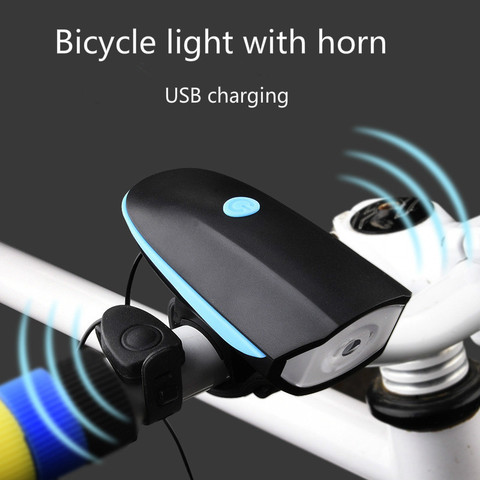 Luz Led delantera y trasera para bicicleta, altavoz recargable por Usb, 2 en 1, con bocina, timbre, accesorios para ciclismo, 120dB ► Foto 1/6