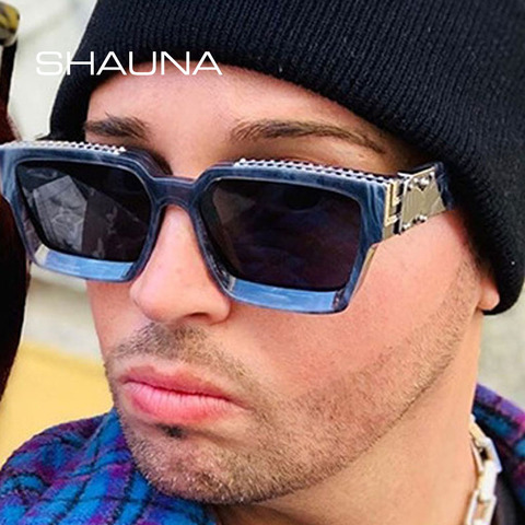 SHAUNA-gafas de sol cuadradas de gran tamaño para hombre y mujer, lentes planos de marca de lentes, de diseñador, a la moda, color azul ► Foto 1/6
