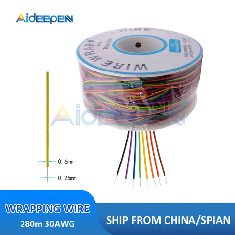 Cable de envoltura de cobre estañado PCB, aislamiento de puente, Conector de Cable Conductor electrónico, 8 colores, 280m, 30AWG ► Foto 1/6