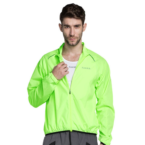 Santic-chaquetas de ciclismo para hombre, abrigo de piel a prueba de viento, protector solar, antisalpicaduras, UPF30 + impermeable, talla asiática, M5C07015V ► Foto 1/5