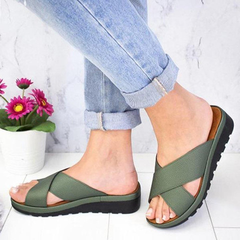 Zapatos de verano para mujer, zapatillas artificiales, Corrector ortopédico de juanete, plataforma cómoda, sandalias de corrección de dedos grandes informales ► Foto 1/6