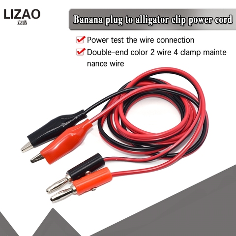 Pinza de cocodrilo Dual a conector Banana, Cable de sonda de prueba de osciloscopio de 1M, 3 pies, rojo y negro, 4MM ► Foto 1/6