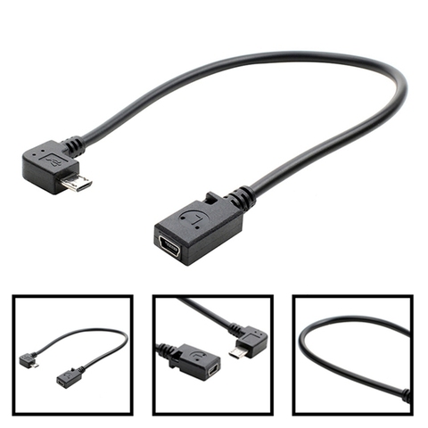 Convertidor de Cable de datos, 90 grados, Micro USB macho a Mini convertidor de adaptador hembra USB, línea de Cable de datos ► Foto 1/1