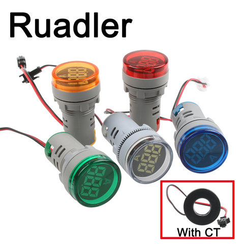 Plástico 22mm AD16-22DSA Mini amperímetro medidor de corriente indicador LED con transformador CT blanco amarillo rojo verde azul iluminación ► Foto 1/6