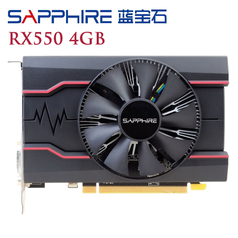 SAPPHIRE-tarjetas gráficas RX 550, 4GB, GDDR5, RX550, 4G, D5, para AMD Radeon, Serie RX 500, tarjeta de vídeo, RX550-4GB, DisplayPort, HDMI, DVI, segunda mano ► Foto 1/6