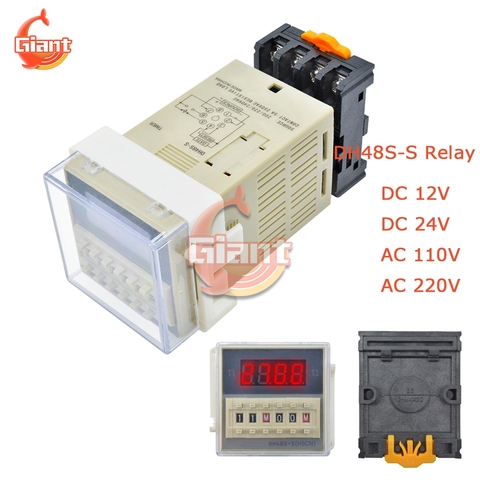 Relé de retardo programable de precisión, DH48S-S Digital AC 220V, SPDT de ciclo de repetición con Base de enchufe, serie DH48S, temporizador de retardo de 220V 12V ► Foto 1/6