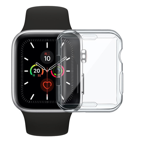 Funda completa delgada para Apple Watch Series 6 5 4 3 2 1 SE, funda de silicona para iWatch 38 40 42 44MM, Protector de pantalla de TPU transparente ► Foto 1/6