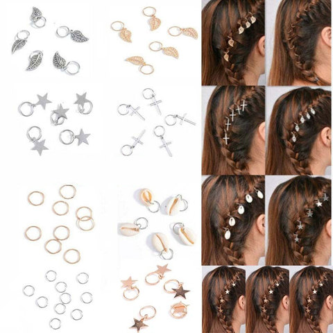 Adornos trenzados para el cabello para mujeres y niñas, anillos trenzados de aro de pelo de aleación DIY, colgantes, accesorios para el cabello ► Foto 1/6