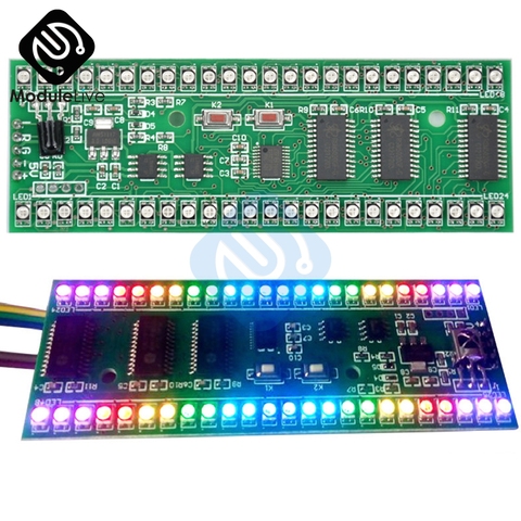 Medidor de nivel VU con patrón de PANTALLA AJUSTABLE MCU RGB, 24 LED, módulo de canal Dual, controlador de herramientas electrónicas ► Foto 1/6