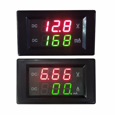 DC 100V 20A doble Digital amperímetro del voltímetro Volt Amp de Metro rojo + LED verde de herramientas ► Foto 1/6