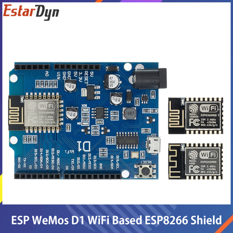 Electrónica Inteligente ESP-12F/12E WeMos D1 WiFi UNO en ESP8266 escudo para Compatible con Arduino IDE ► Foto 1/6