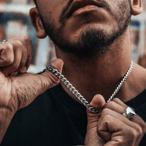 Eslabón cubano gargantilla collar de acero inoxidable para hombres joyería de 3 a 7 MM ► Foto 1/6