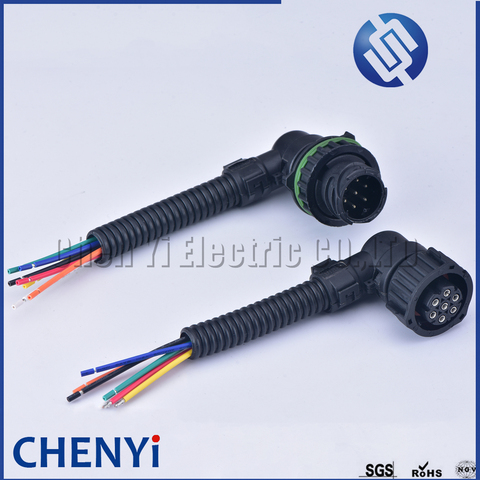 Juego de carcasas circulares DIN Tyco Amp de 7 pines, conector hembra de 1-1,5-1-967402-1 967325-1 1718230-1 con cable de 15cm, mm, BU-STE KPL, 1 Juego ► Foto 1/6