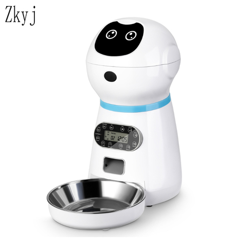 Comederos automáticos de acero inoxidable con enchufe para mascotas, cuenco de comida para perros con pantalla LCD automática para gatos, temporizador, dispensador de alimentos ► Foto 1/6