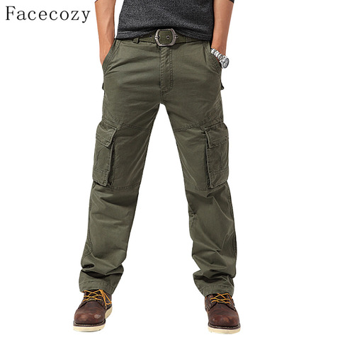 Facecozy hombres otoño deportes al aire libre pantalones a prueba de viento masculina multi-bolsillos acampar estilo Pantalones ► Foto 1/6