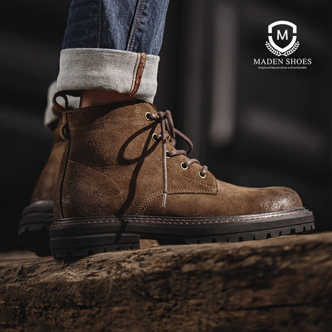 Maden Retro zapatos de invierno de los hombres botas desierto alto bota superior Vintage Casual calle genial zapatos de invierno marrón Martin zapatos de cuero ► Foto 1/6