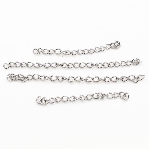 4x3mm 50 unids/lote 5 7cm collar de acero inoxidable a granel Cadena de extensión de cola extensor cadenas de pulsera para hacer joyería hallazgos ► Foto 1/1