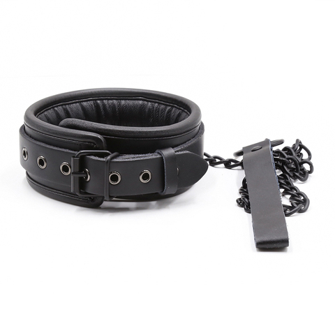 Bdsm-Collar de Bondage de cuero genuino y cadena de hierro, collares de esclavo con agujeros de Metal para mujeres, Juguetes sexuales para parejas, ataduras sexuales ► Foto 1/6