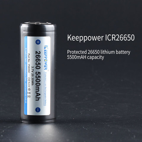 [Convoy batería] 1 Uds protegido Keeppower 26650 de 5500mAh 3,7 v batería de linterna ICR26650 ► Foto 1/3