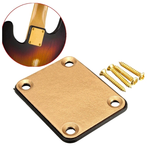 Placa de cuello dorado con 4 tornillos pieza de repuesto para Fender Strat guitarra eléctrica ► Foto 1/5