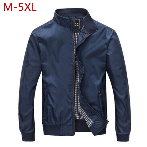 M-5XL Primavera Verano chaqueta hombres Casual Delgado grueso rompevientos Universidad bombardero negro Windcheater Homme Varsity chaqueta tamaño grande YJ19 ► Foto 1/6