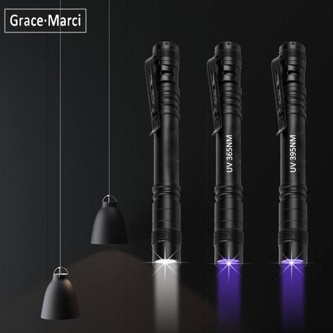 Nuevo portátil Mini 3W LED UV Penlight lápiz ultravioleta luz linterna con Clip para pegamento curado Pet Detección de orina uso AAA batería ► Foto 1/6