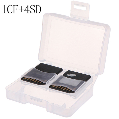 Caja de almacenamiento de plástico para tarjetas CF/ SD TF, 1 unidad, Protector, funda rígida portátil CF, funda para tarjeta de memoria 1CF + 4SD ► Foto 1/6