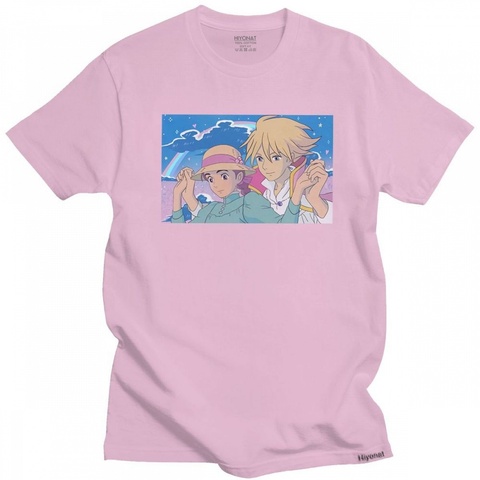 De moda de el castillo de Howl T camisa de Manga corta de los hombres Japón Anime camiseta Harajuku Ghibli Miyazaki Manga camisas algodón camiseta ► Foto 1/6