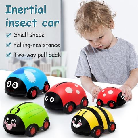 Coche de juguete de plástico para niñas, vehículo de juguete para tirar hacia atrás, insectos, mariquita, coche inercial para niños, juguete para regalo ► Foto 1/6