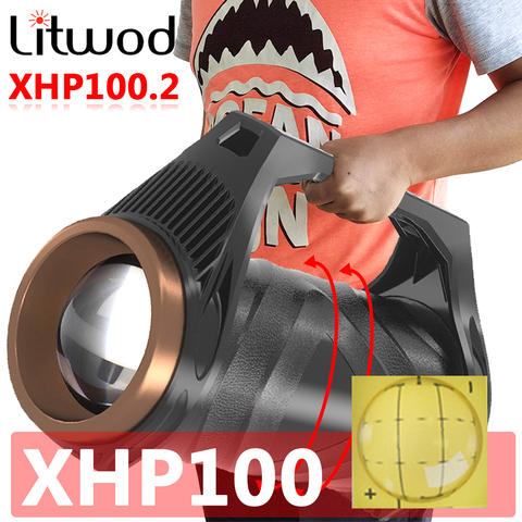 XHP100-reflector Led de mano con doble cabezal recargable por USB, 9 núcleos, superbrillante, con zoom ► Foto 1/6