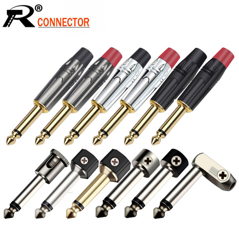 Conector de cable para guitarra, micrófono, conector de Audio de 6,35mm, venta al por mayor de fábrica, 10 unids/lote, Mono/Estéreo ► Foto 1/6