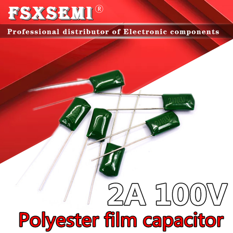 50 Uds condensador de película de poliéster 100V 1nF 1.5nF 2.2nF 100nF 2A471J 2A102J 2A152J 2A222J 2A392J 2A332J 2A472J 2A103J 2A473J 2A104J ► Foto 1/4