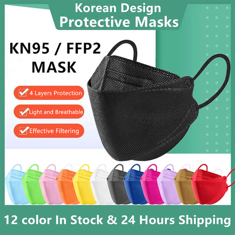 Mascarilla FFP2 KN95 con forma de pez, Mascarilla con certificado de Corea, ffp2, kn95, máscara de españa ffp2, reutilizable, envío directo ► Foto 1/6