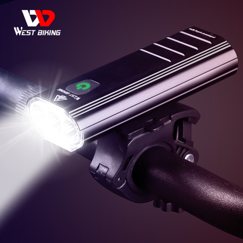 WEST BIKING-Luz LED frontal y trasera para bicicleta de montaña, linterna resistente al agua con 2 soportes, 3000 lúmenes, 3 LED, 5200mAh, recargable vía USB ► Foto 1/6