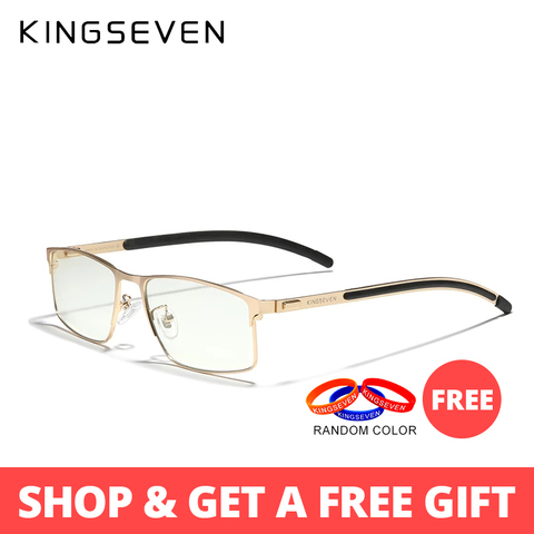 KINGSEVEN-gafas Montura de gafas de aleación de titanio para hombre, anteojos para la miopía, ultralivianos, a la moda, para negocios, 2022 ► Foto 1/6