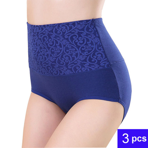 Bragas de algodón puro de cintura alta para mujer, calzoncillos de talla grande, ropa interior femenina de otoño, Braga para invierno, lencería Sexy para mujer, ropa interior ► Foto 1/6