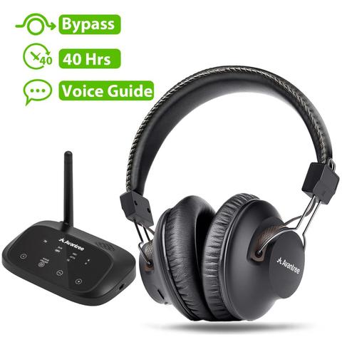 Avantree-auriculares inalámbricos de largo alcance para ver televisión, audífonos con transmisor Bluetooth, soporte óptico, RCA, 3,5mm AUX, Plug & Play ► Foto 1/6