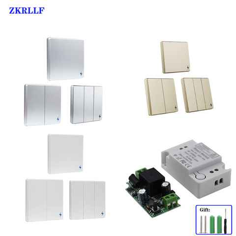 ZKRLLF 433Mhz inalámbrico de Control remoto botón interruptor de pared 110V 220V 1CH módulo receptor por relé forLED luz de Control inalámbrico de bricolaje ► Foto 1/6